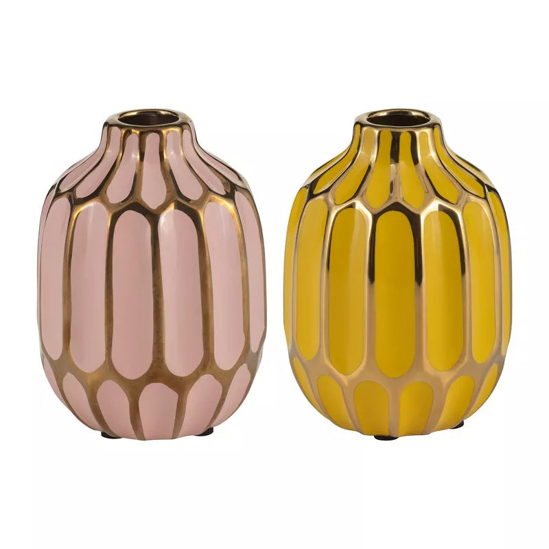 Sagebrook Home Petits vases en céramique au design abstrait