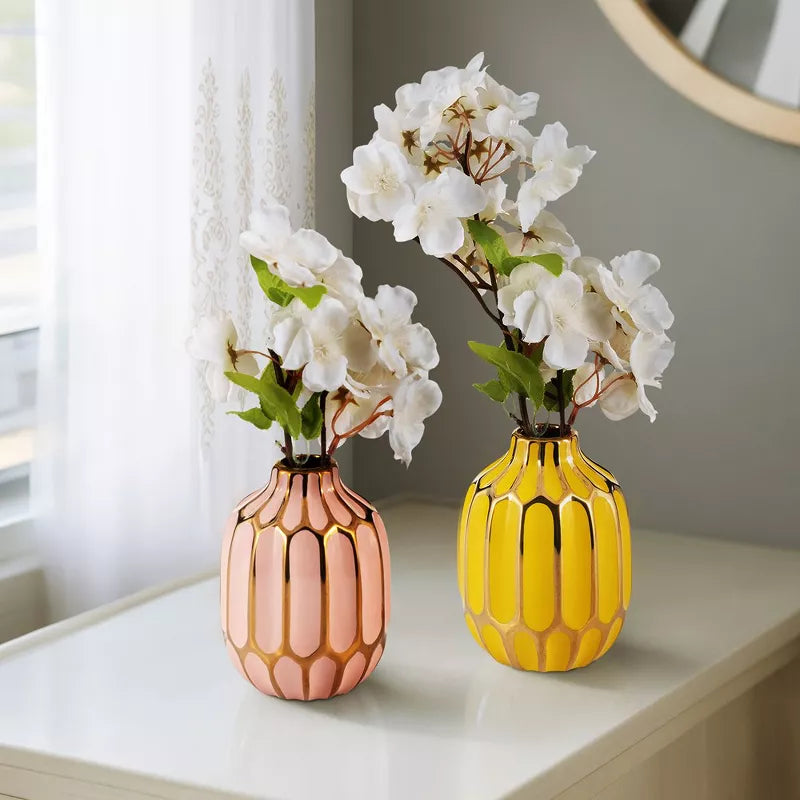 Sagebrook Home Petits vases en céramique au design abstrait