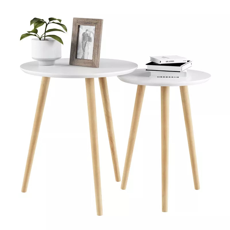 Tables d'appoint avec plateau rond blanc