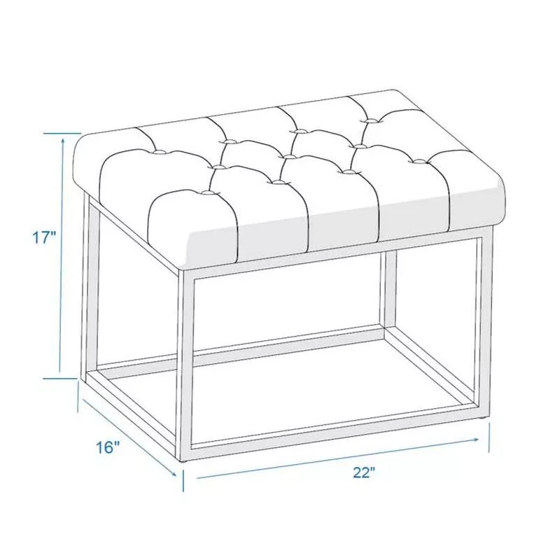 Pouf Trubeck avec base en métal rembourrée en simili cuir marron